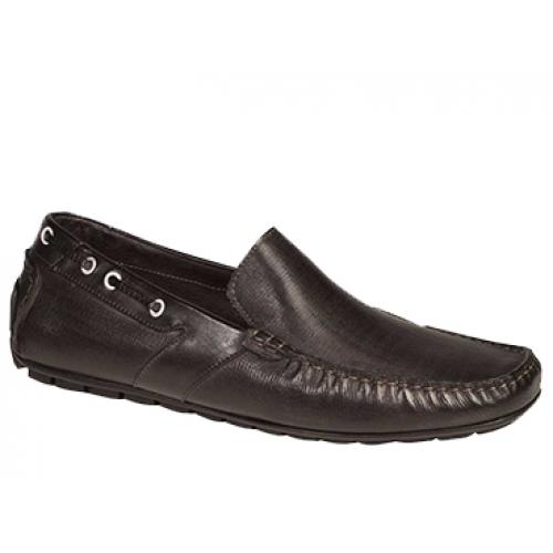 Bacco Bucci "Ariston" Black Calfskin Loafer Shoes 7781
